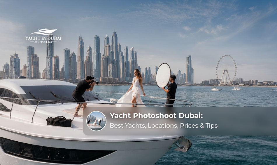 Yacht photoshoot Dubai showcasing a luxury yacht experience on the water.